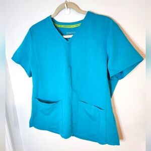 Fabletics Electric Teal Method Scrub Top Womans Large ( Sold Out Color)